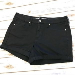 High Rise High Waist Black Jean Shorts